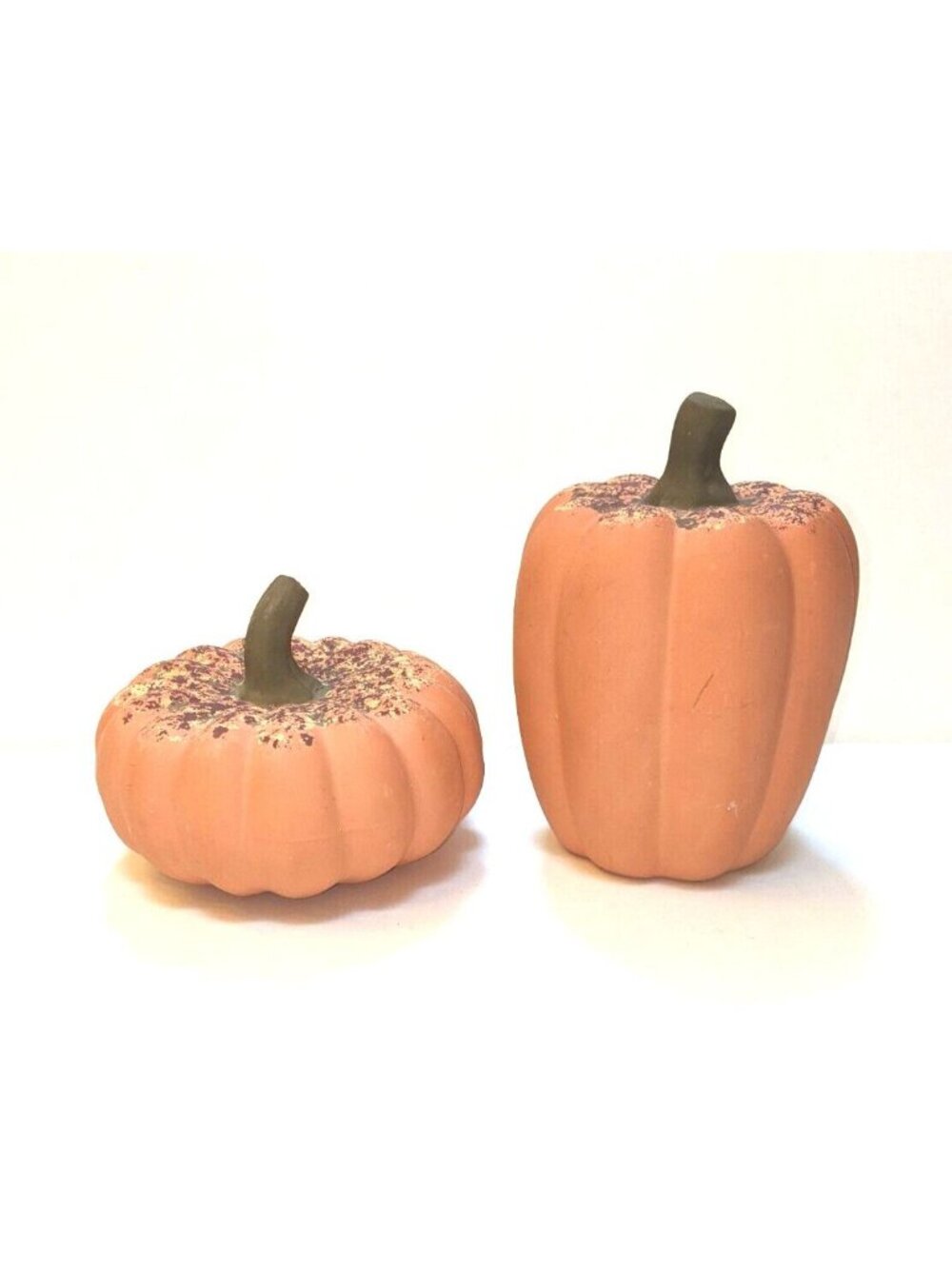 Vtg Terracotta Pumpkins Set of 2 Home and Garden Party Halloween Thanksgiving